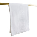 Weißes DPU Badetuch aus 100 % Baumwolle mit geprägtem  DPU-Schriftzug, hochwertige Frottee-Qualität mit 450 g/m².